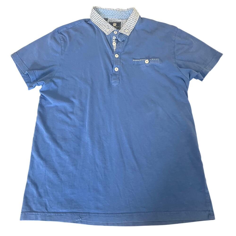 Steel & Jelly London Men’s Blue Polo Shirt Medium M Short Sleeve 100% Cotton
